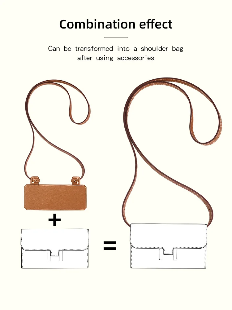 Epsom Leather handmade Length Strap For Hermés with Liner Holder for your Constance long wallet transformed into a Shoulder Bag