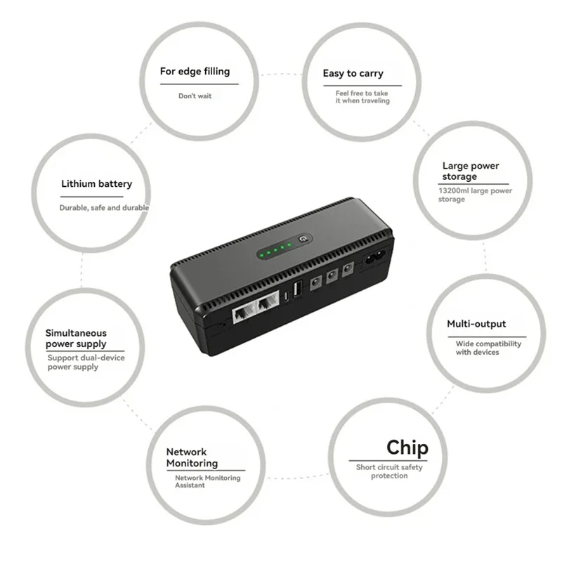 Mini UPS Battery Backup Power Supply 8800Mah With Multi Ports , Portable Wide Voltage Range For Small Devices