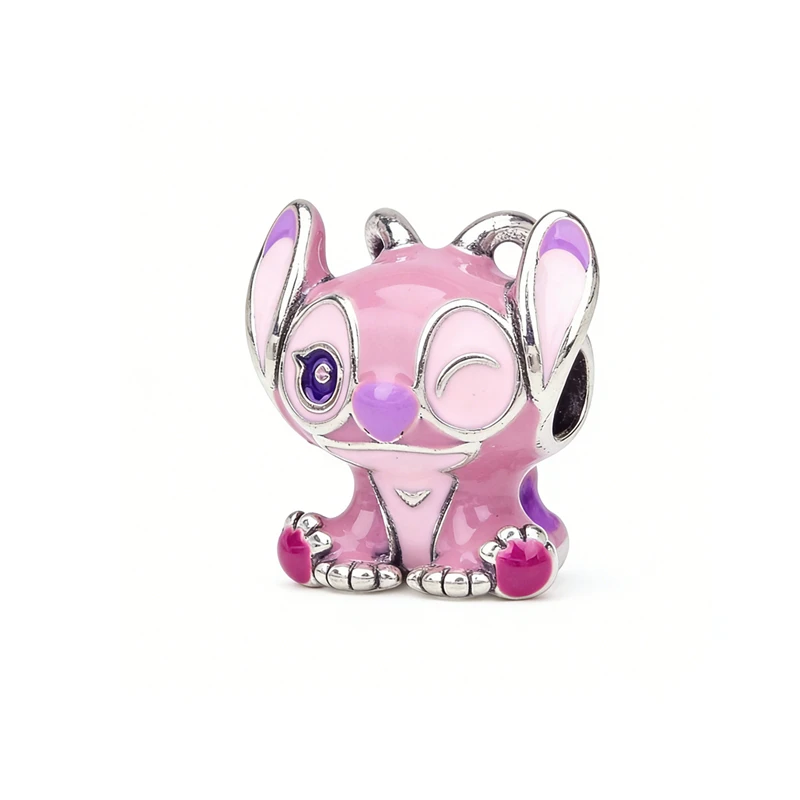 จี้ลูกปัดลายสติทช์จากดิสนีย์แบบใหม่ เหมาะสำหรับสร้อยข้อมือเงินแบบงู สร้อยคอ ลูกปัดสำหรับทำเครื่องประดับ DIY ของขวัญสำหรับผู้หญิง