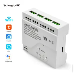 Tuya Smart Switch 4CH WIFI Relay Module Home Automation USB 5V 7-250V RF433Mhz Remote Control 4 Gang Work With Alexa