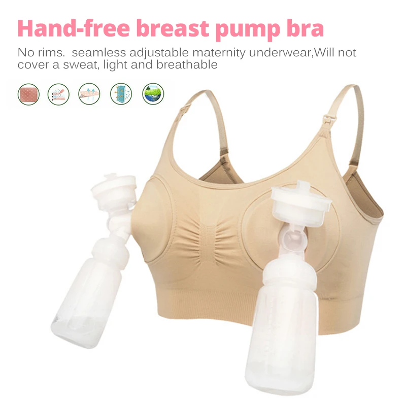 Enfermagem push up algodão maternidade sutiã, Hands Free Breast Pump, Sutiã de alimentação para mulheres, Roupa interior