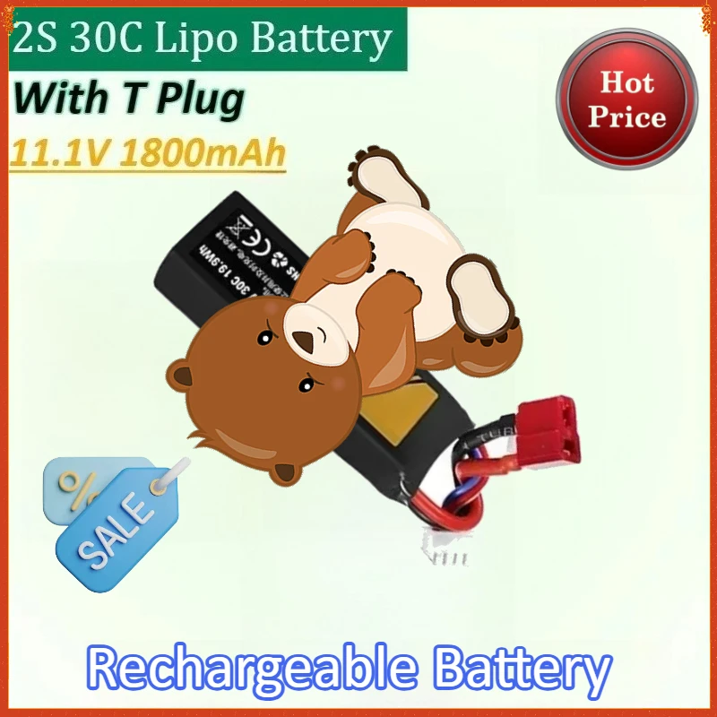 

10PCS 11.1V 1800mAh 2S 30C Lipo Battery for RC Car Water Gun Mini Airsoft Accessories Model Aircraft 30C 501865 Batteries T Plug
