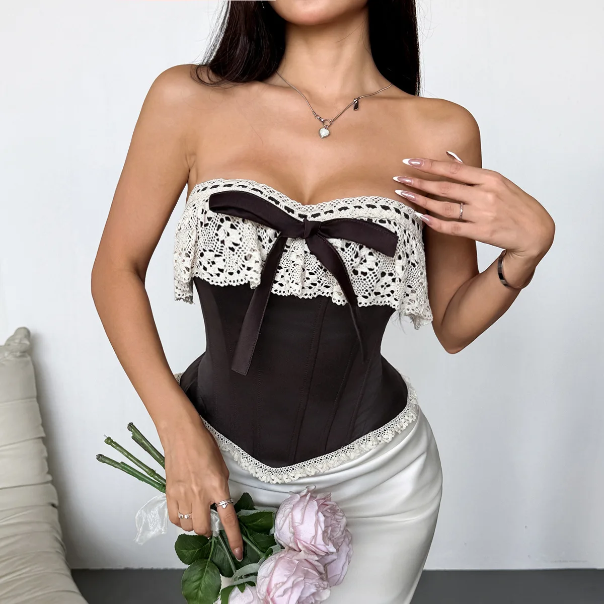 

Шикарный формирователь, топы без бретелек на шнуровке, сексуальный корсет, тонкий узкий жилет, бюстье с рыбьей косточкой для женщин, летняя мода, клубный топ на бретельках