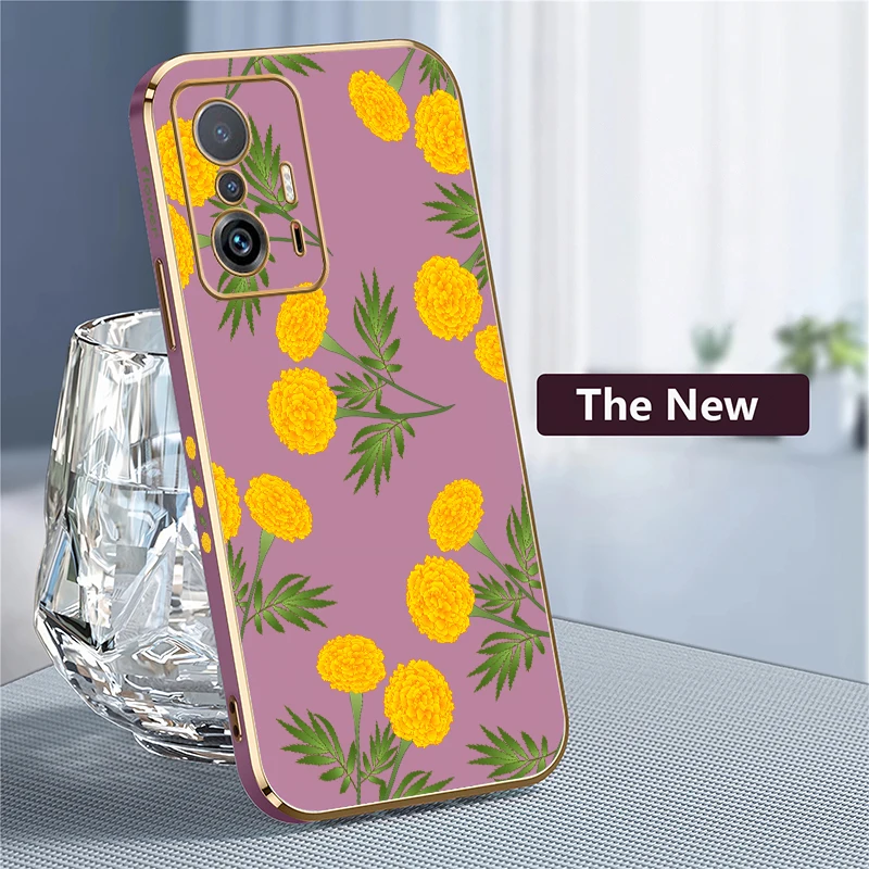 حافظة لهاتف شاومي Mi 11T 11X Pro 10 Pro 9T 11i 10T 11 Lite 5G NE غطاء مطبوع عليه زهور السيليكون المقاوم للصدمات