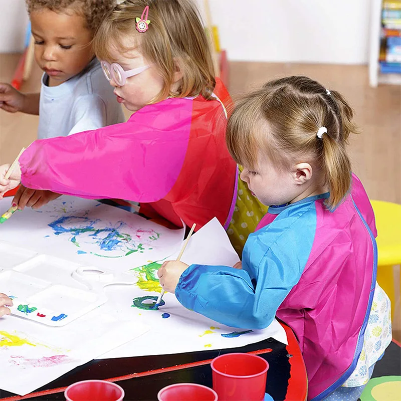Kids Waterproof Art Smock for Painting Drawing Craft Washable Cooking Bib Long Sleeve Painting Apron with Pocket 5-7 Years Old - view 2