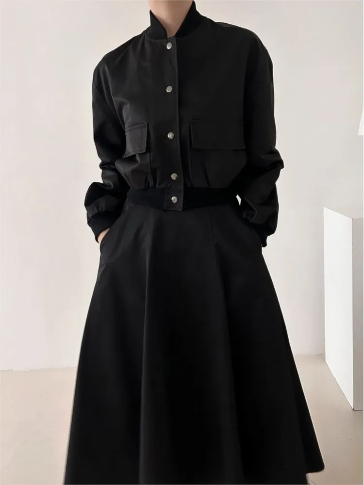 Two 2 Piece Set French-style Personalized Workwear Jacket Women  High-waisted Wide-hipped Woman Skirt Ladies Suit