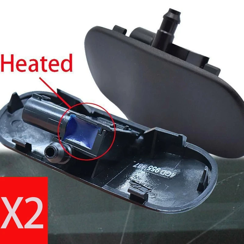 2Pcs Car Front Windscreen Washer Spray Nozzle Jet Heated L&R For AUDI A3 A4 Q3 Q5 Q7 A7 TT