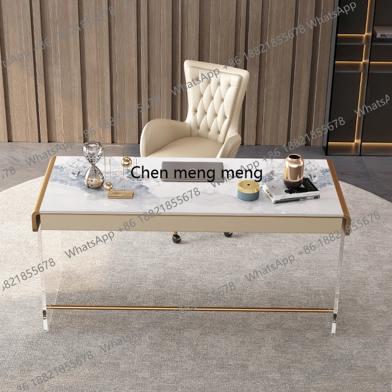 

Acrylic Stone Desk Modern Simple Home Study Desk Senior Light Luxury Computer Writing Desk
