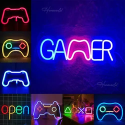 LED Game Neon Signs Light Gamepad Shape Decor Lamp Gaming Room Wall Bedroom Party Internet Cafe Shop Gift Birthday