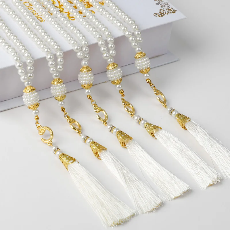 

5/10Pcs Muslim Prayer Beads Islamic 99 Pearls Charm Bracelets with Tassel 2026 Eid Mubarak Ramadan Festival Gift Home Decoration