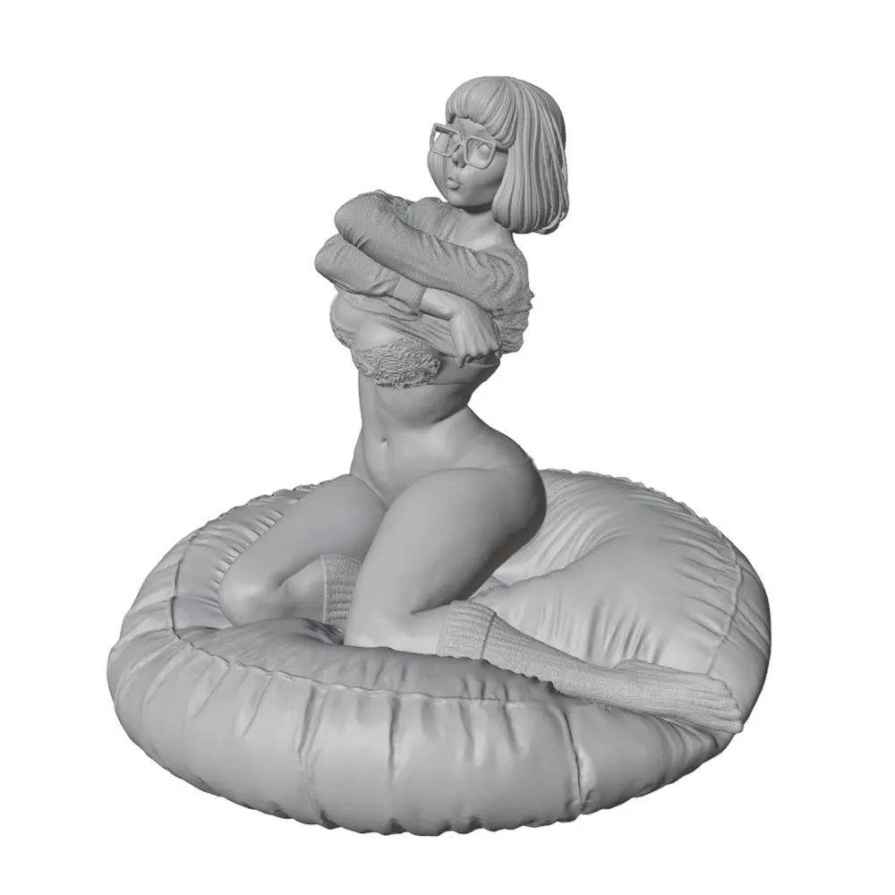 1/24/6Girl with glasses relaxing on the sofa at home, NSFW, sexy Velma resin model kit, mini 3D-printed figure/statue, unpainted