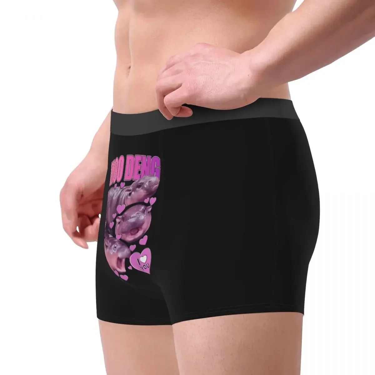 Men's Moo Deng The Famous  Pigmy Hippo Underwear Sexy Boxer Shorts Panties Homme Soft Underpants Plus Size