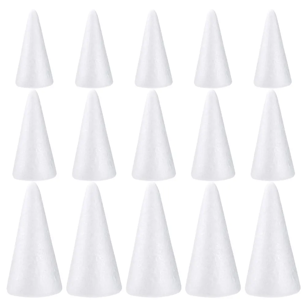 

15Pcs Christmas Cones Toys Drawing Foams Cones Decorative White Cones Kindergarten White Cones Craft Foam Craft Supplies