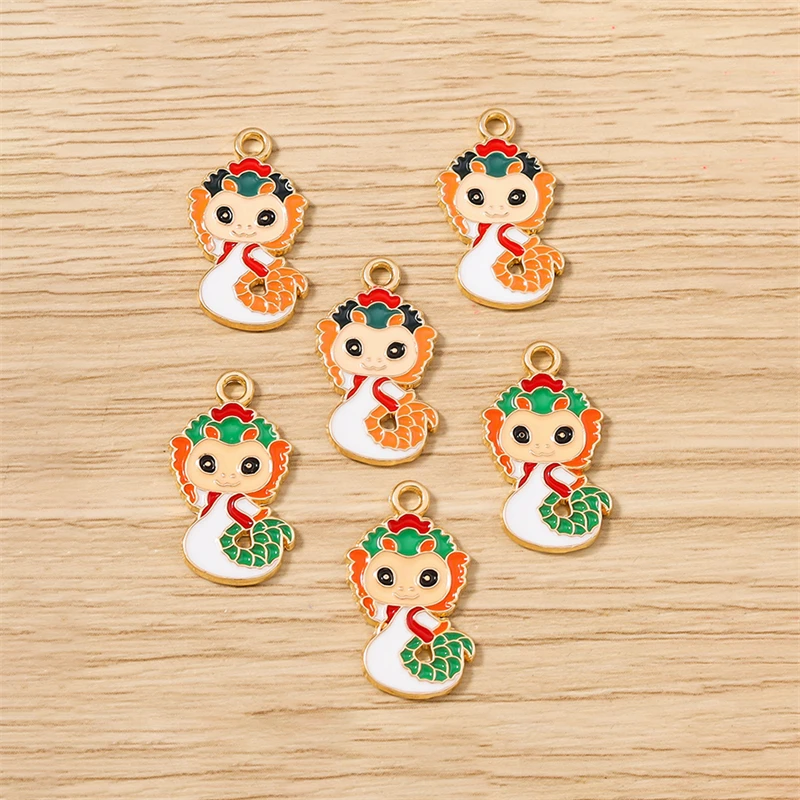 

10pcs 12x20mm Cartoon Animal Charms Enamel Snake Charms Pendants for Jewelry Making Necklaces Earrings Bracelets DIY Crafts Gift