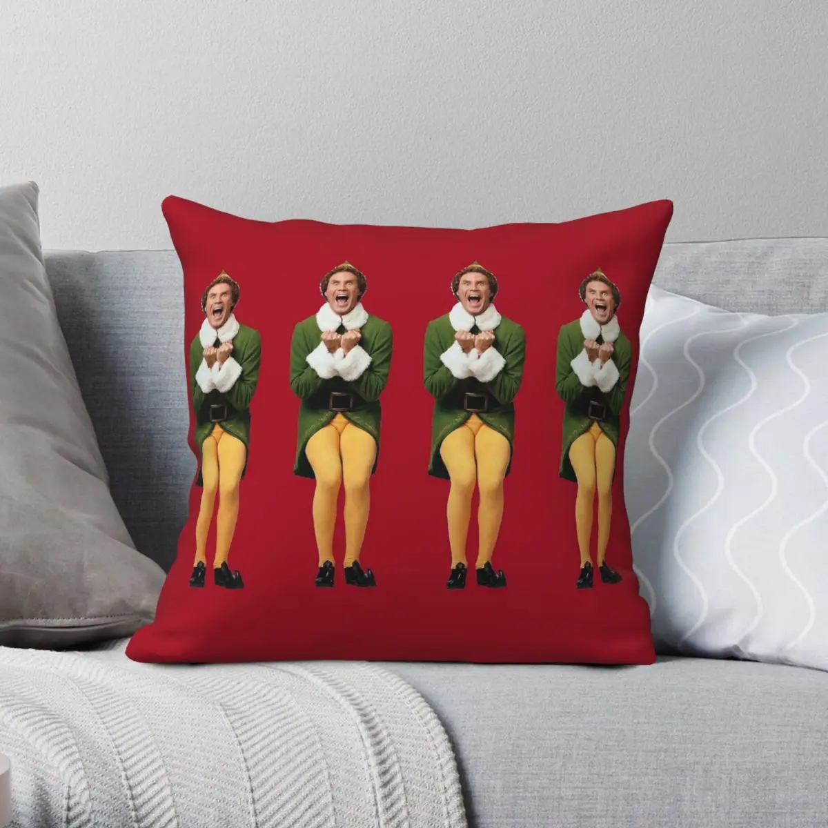 

Buddy The Elf Will Ferrell Square Pillowcase Polyester Linen Velvet Pattern Zip Decor Home Cushion Cover 45x45