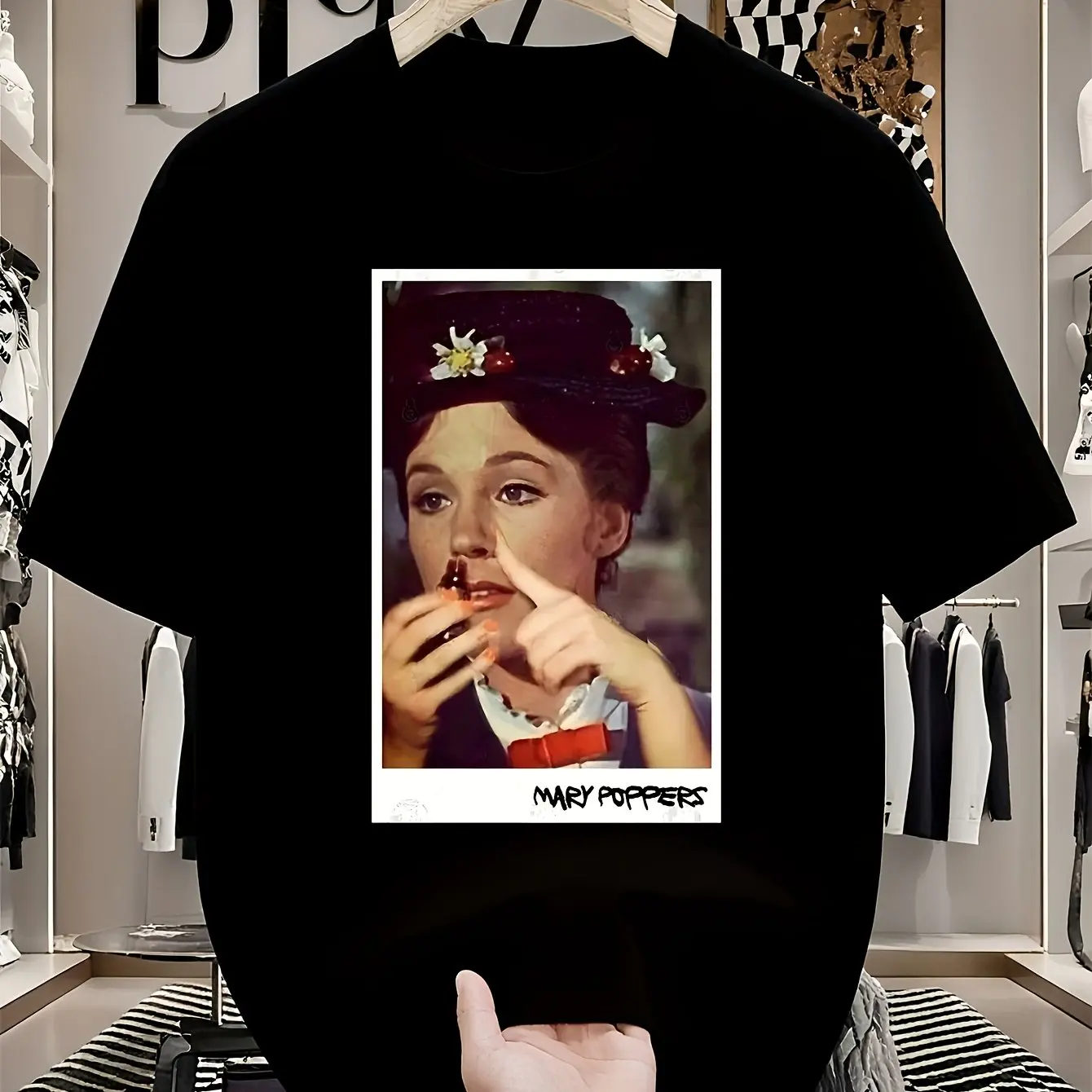 Mary Poppers Vintage Anime T-Shirt Made From Stretchy Blend Machine Washable Long-Lasting Easy To Match with Different Outfits