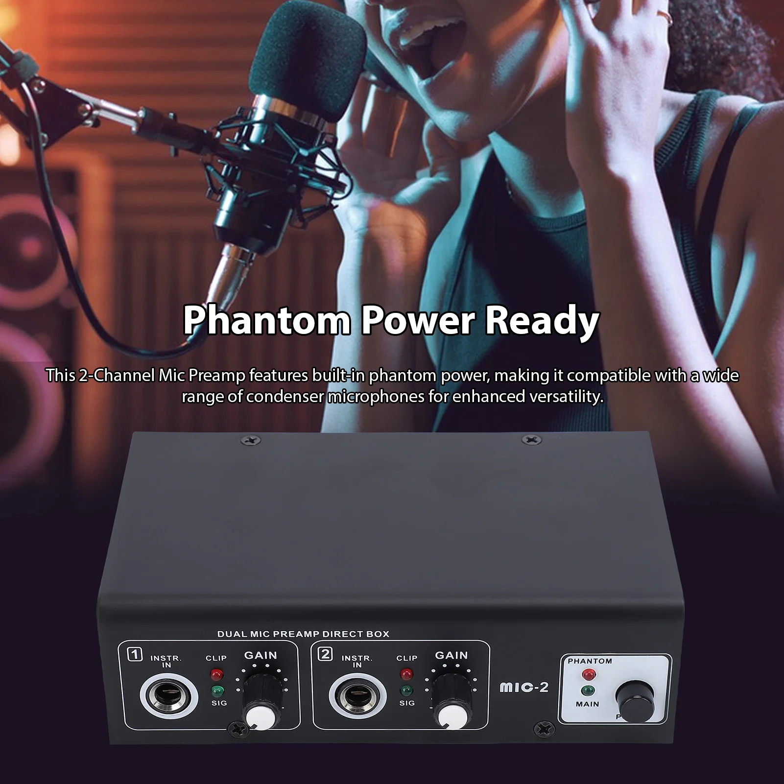 

Микрофонный усилитель, 2-канальный микрофонный предусилитель, XLR-входы, питание для записи живых выступлений, музыкальные аксессуары