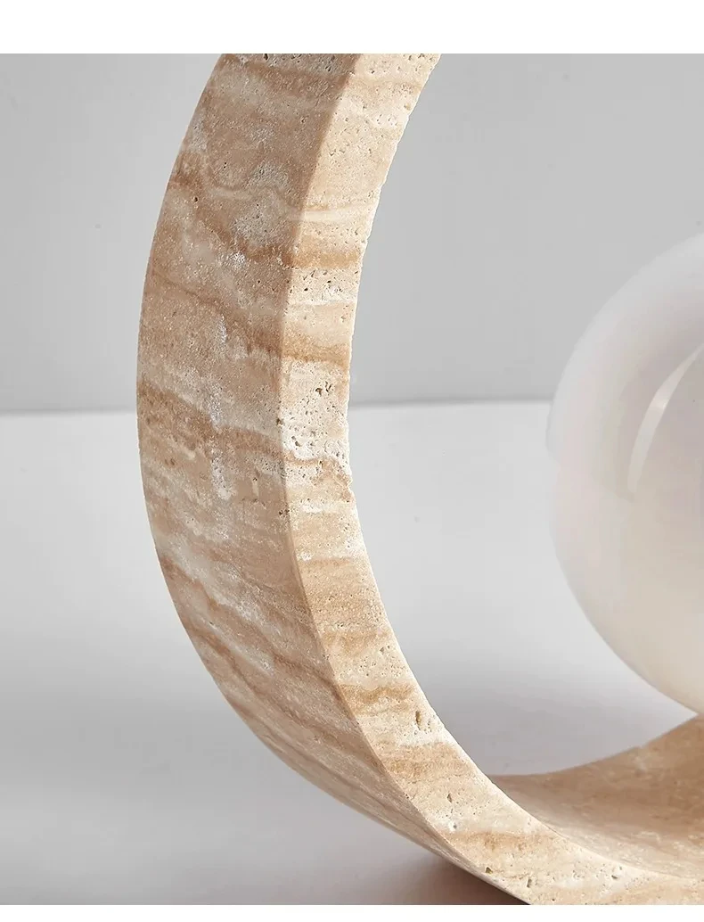 Lampada da terra moderna semplice in travertino, lampada da tavolo circolare nordica in pietra gialla naturale, apparecchi di illuminazione per decorazioni per interni YX452SH