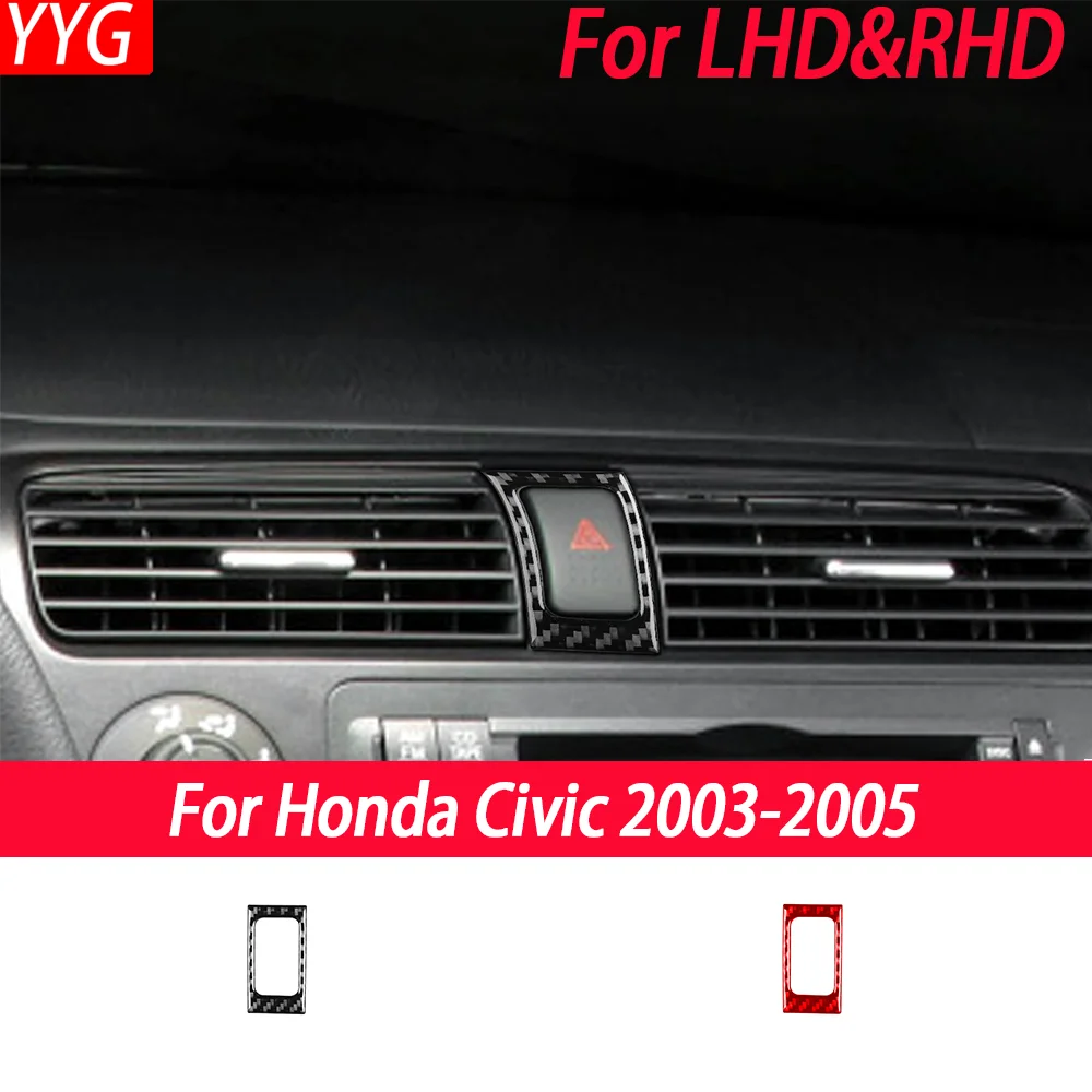 Car Interior Accessories Carbon Fiber Warning Light Scratch-Resistant Protective Decorative Sticker for Honda Civic 2003-2005