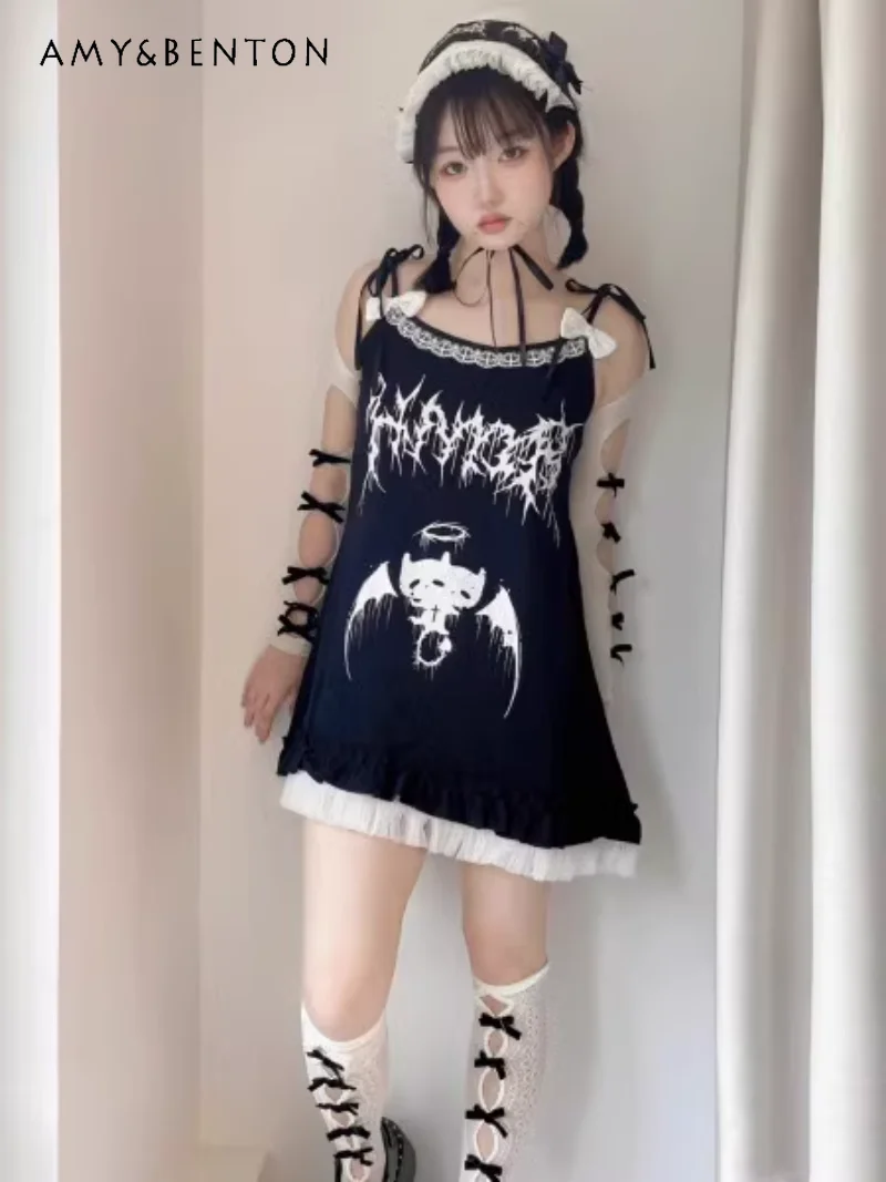 

2025 New Japanese Summer Pure Desire Subculture Punk Millennial Hot Niche Sexy Lace Suspender Cute Dress For Women