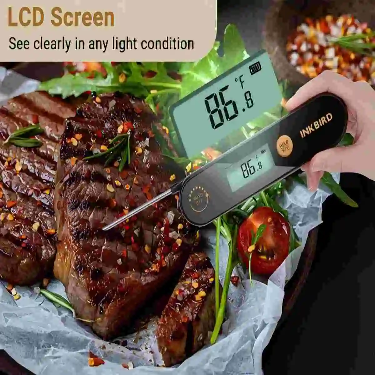 INKBIRD NEW Digital Meat Thermometer IHT-1P/1X Rechargable Folding Waterproof Meat Thermometer For Kitchen Cooking Grilling BBQ