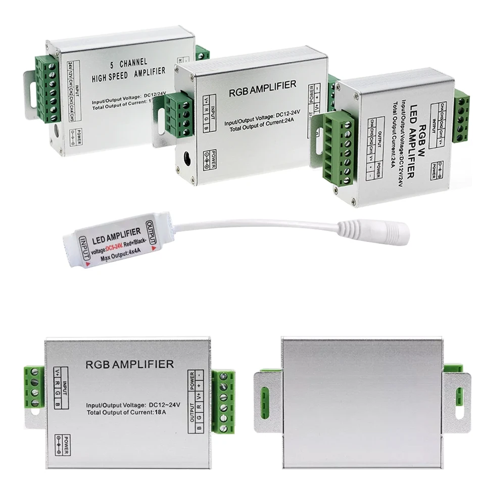

RGBW RGB RGBCCT Amplifier DC 12V 24V 24A 15A LED PWM Signal Repeater Extender for 5050 2835 COB Strip Lights Dimmer Controller