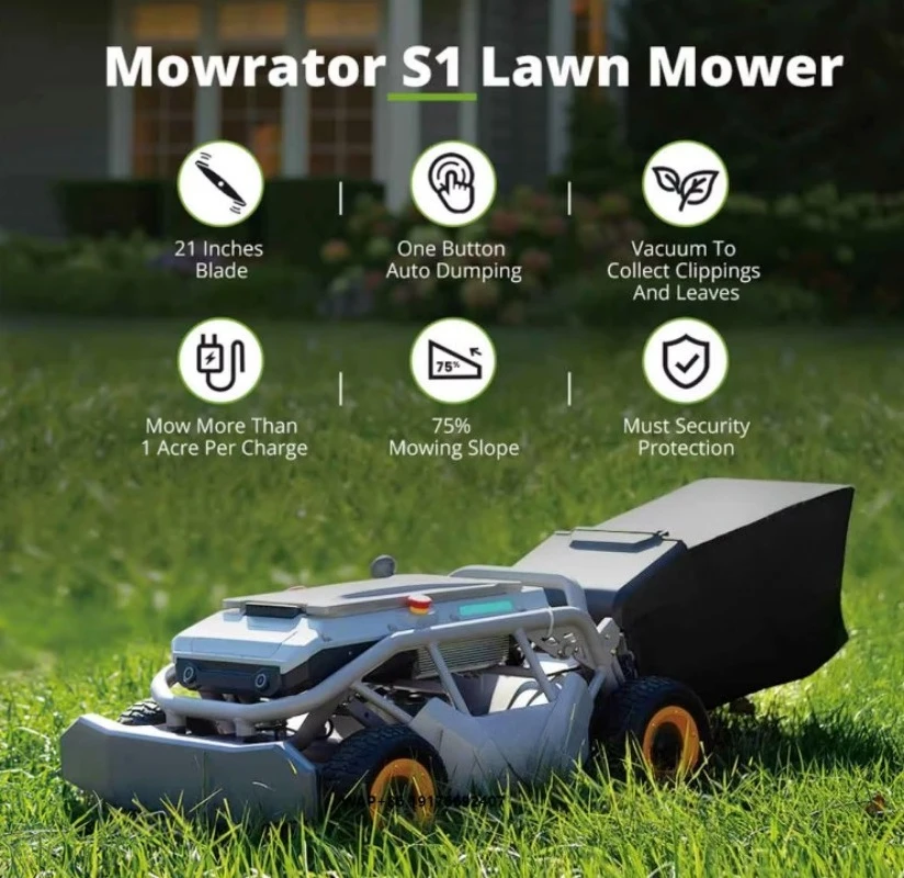 Mowrator S1 Pro Smart 21-inch Blade RemoteControlled Electric Aluminum Push Lawnmower with 4WD and 75% Grade Climbing Capability