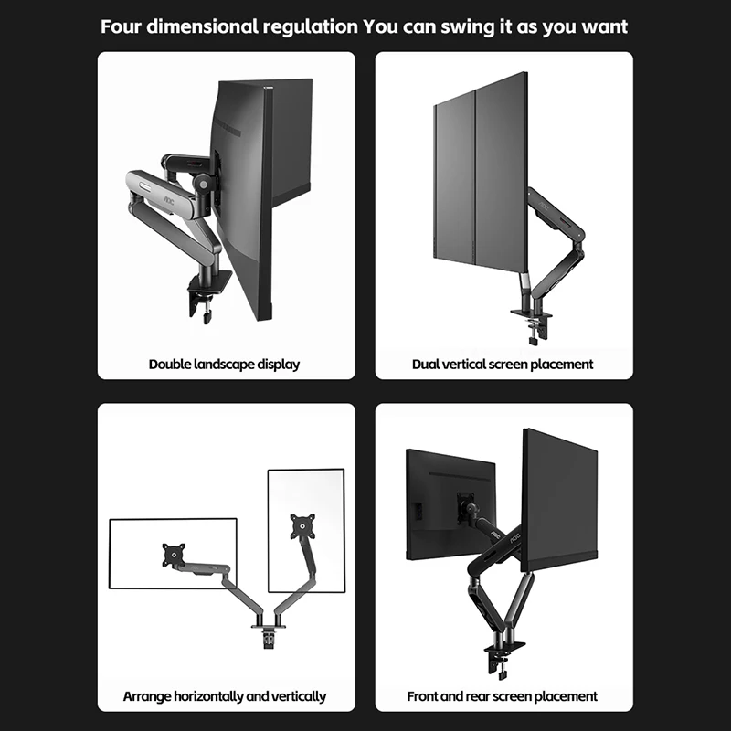 Imagem -06 - Aoc-suporte de Braço para Monitor Duplo para Desktop Suporte de Braço Suporte Rotativo Carga 2-9kg 2132 Polegadas Tela Am420b