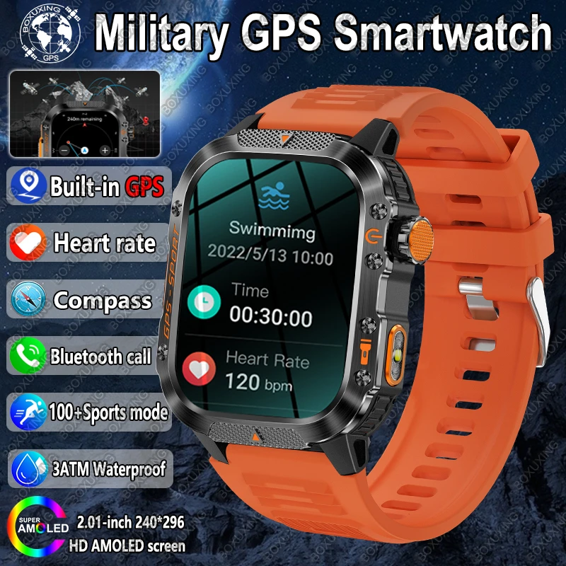 

New Military-grade GPS Smart Watch Men 3ATM Waterproof Compass 540mAh Bluetooth Call 100+Sports Heart Rate Smartwatch For XIAOMI