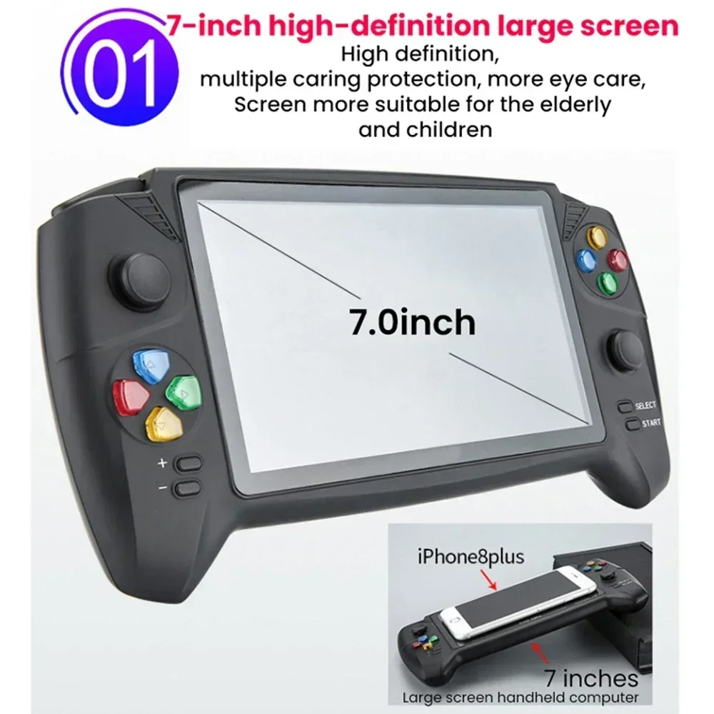 New 7inch Retro Handheld Video Game Console 16G 10000+ Classic Game Arcade Dual Rocker Consoles Gaming Device For PS1 FC GBA NES