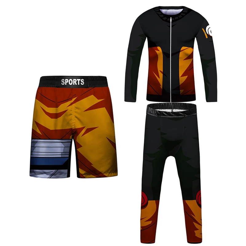 Rashguard Jiu Jitsu pour enfants, T-shirt et pantalon trempés, MMA déclinaison, ensemble de boxe, short muay-thaï pour garçon, vêtements de gym pour enfants, t-shirt de compression