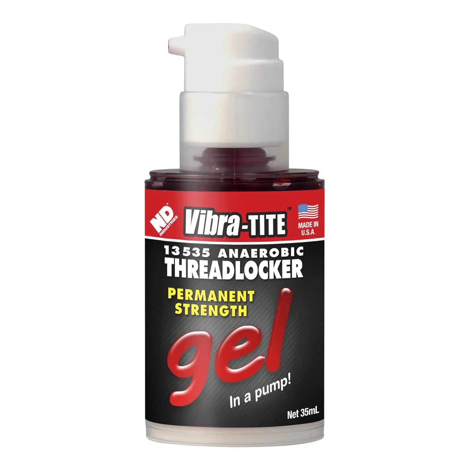 

Permanent Strength Gel Anaerobic Threadlocker, 35 ml Pump, Red - Locks & Seals Fasteners