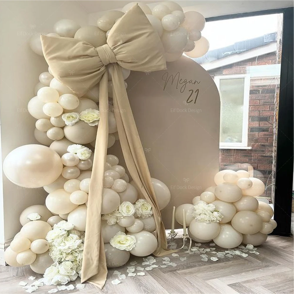 Sand weiße Ballon Girlande Bogen Set für böhmische Hochzeit Baby Braut Geschenk Party Verlobung Jubiläum Geburtstag Dekor Hintergrund