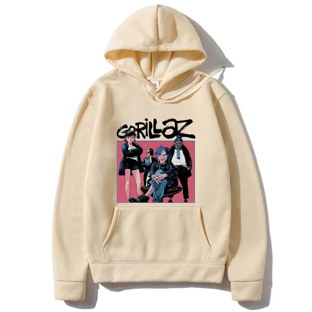 Brytyjskie wirtualne zespoły Gorillaz bluza z kapturem jesienno-zimowa męska bluza w stylu kreskówki w stylu Vintage męska bluza z kapturem Hip Hop