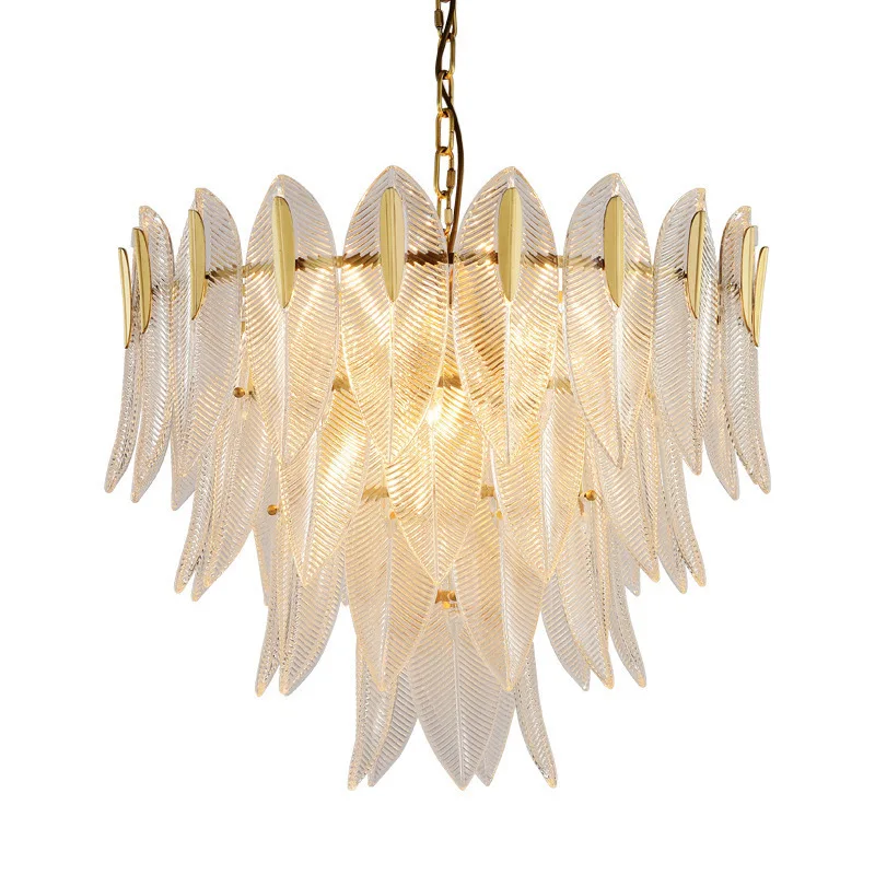

French retro romantic personalized glass chandelier Nordic simple restaurant lamp
