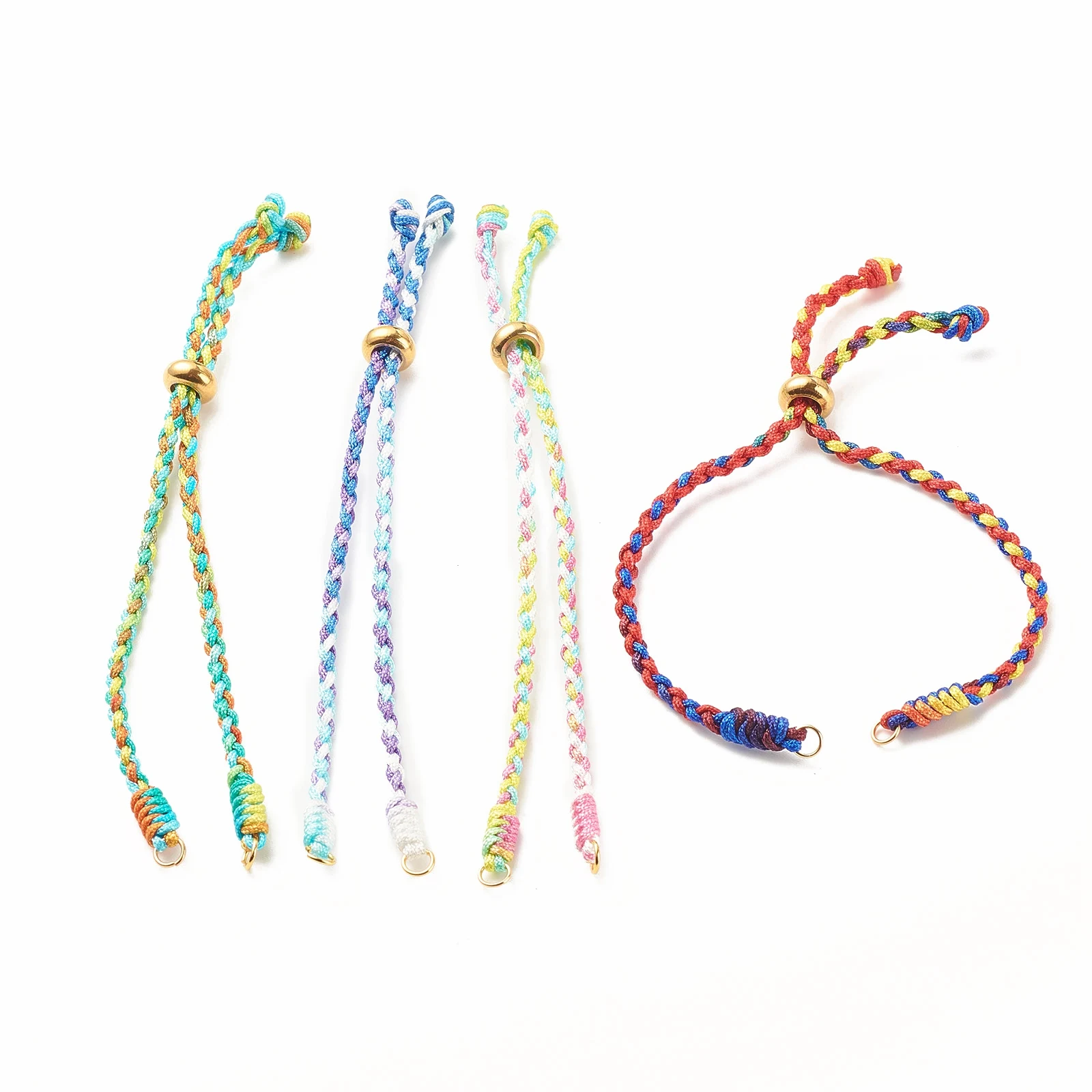 20Pcs Colorful Dyed Adjustable Twisted Cord Bracelet Making with Stainless Steel Slider For DIY Bracelets Jewelry Making