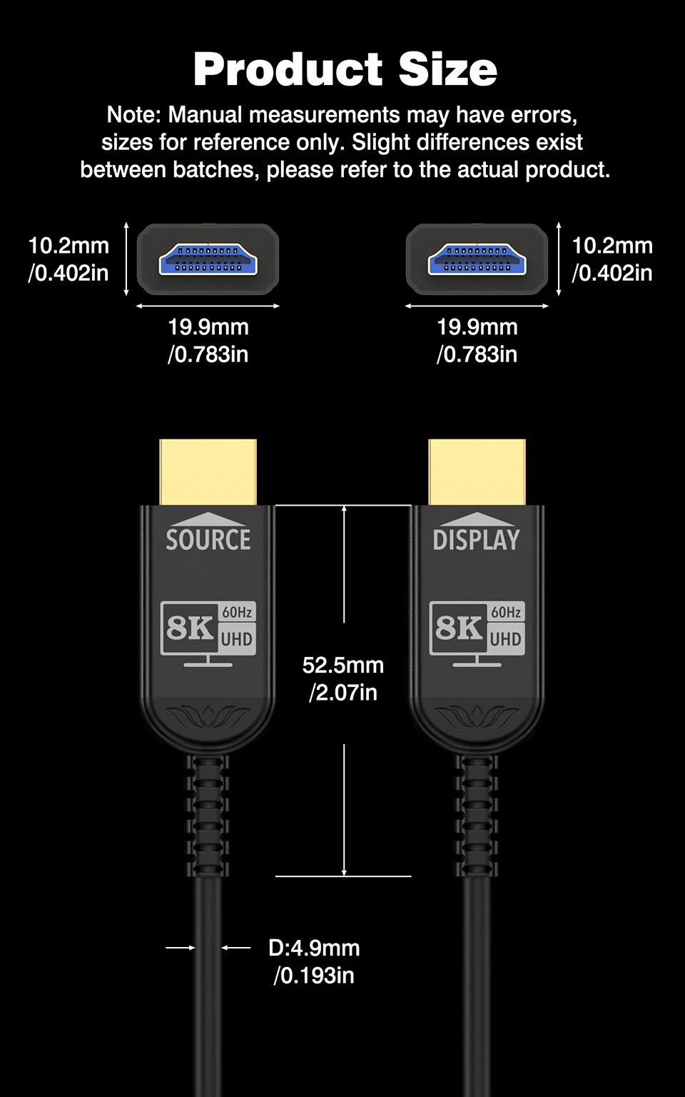 UGOURD Glasfaser HDMI 2.1 Kabel Aktives Optisches AOC HDMI-über-Glasfaser-Kabel 8K60Hz 4K 120Hz Lange Distanz 7,5m - 20m 30m 50m 100m – Detail 14