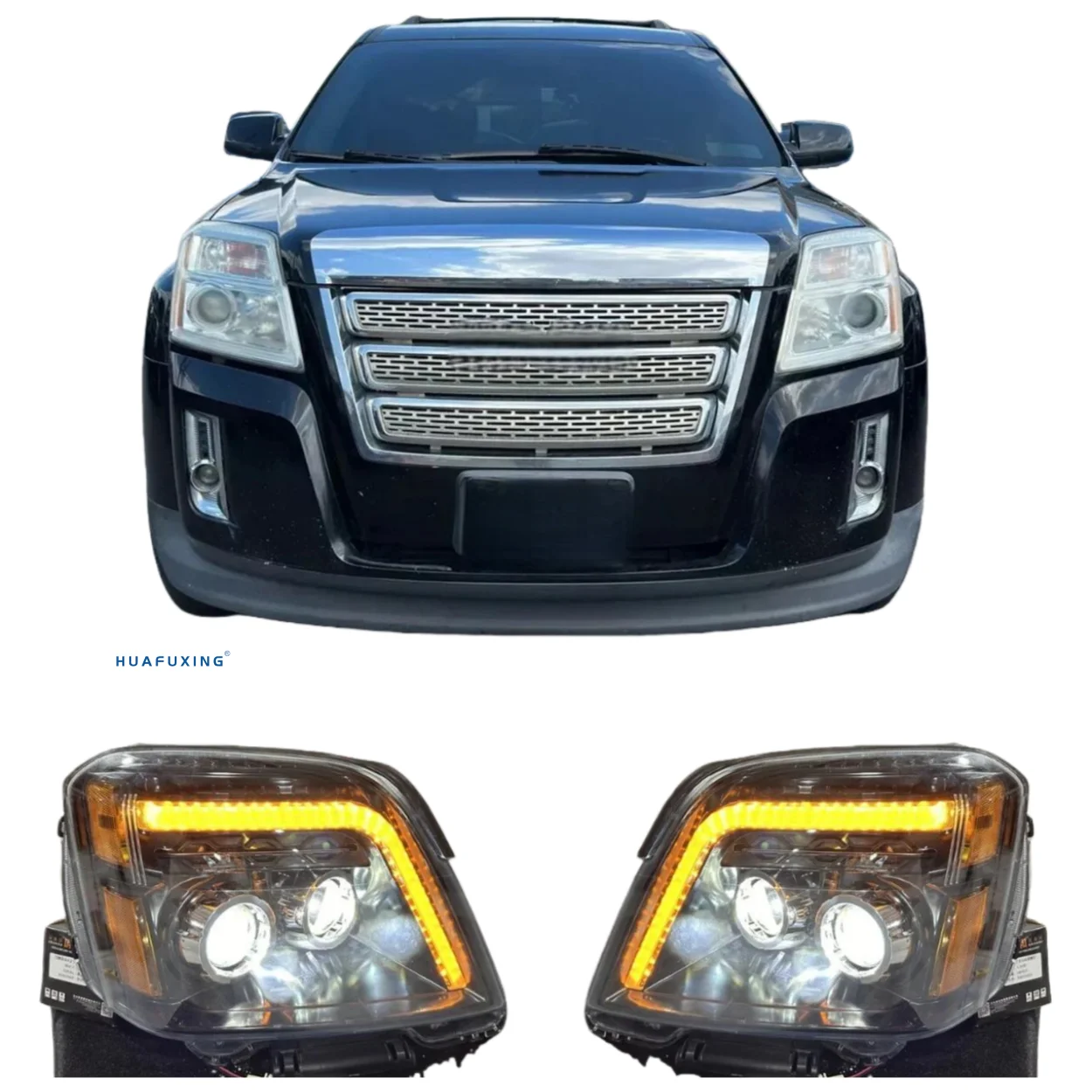 

1pcsUpgraded LED Projector Headlight for GMC Terrain 2010-2015 Sequential Turn Signal DRL Black Housing High Brightness Headlamp