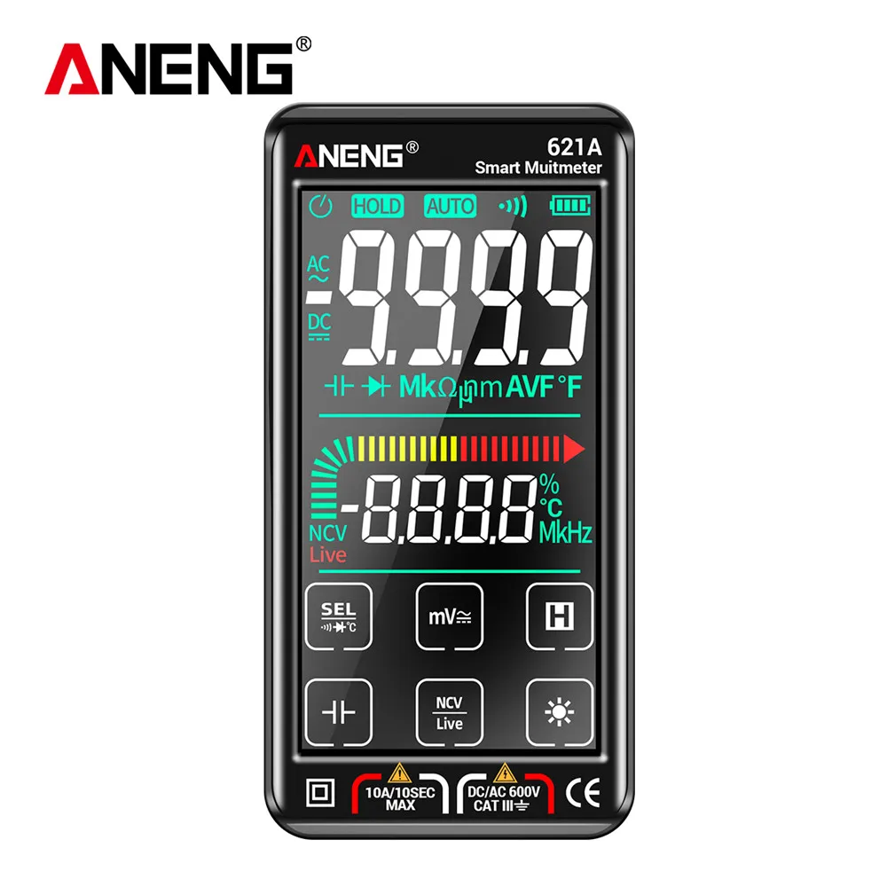 ANENG 621A Smart DIGIT METER Multimeters Touch Screen TESTER transistor 9999 Counts True RMS Auto Range DC/AC voltage meters