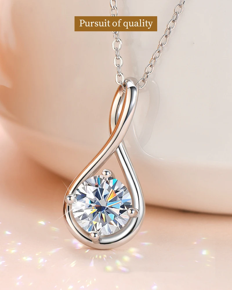 

Classic Silver 925 Silver 2CT D Color Moissanite Pendant Necklace Women's Necklace for Wedding Anniversary or Women