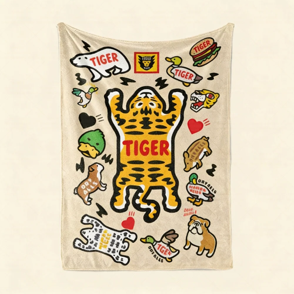 Trendy brand printed flannel blanket warm air conditioner used in dormitory nap blanket office home use