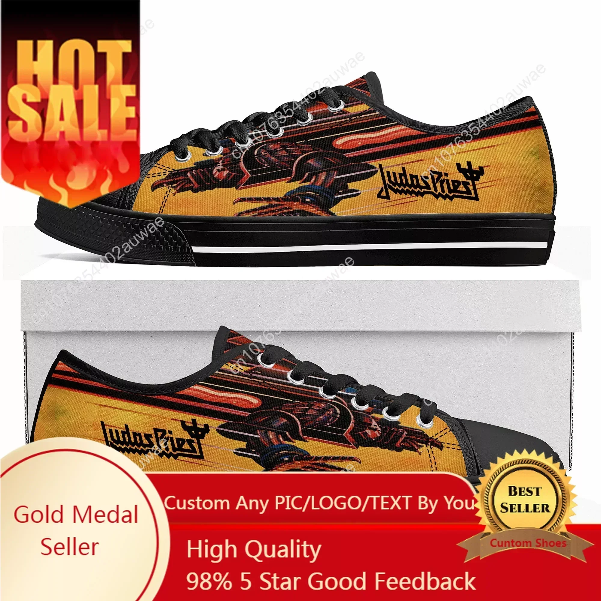 

Judas Priest Heavy Metal Rock Band Low Top High Quality Sneakers Mens Women Canvas Sneaker Casual Custom Couple Shoes