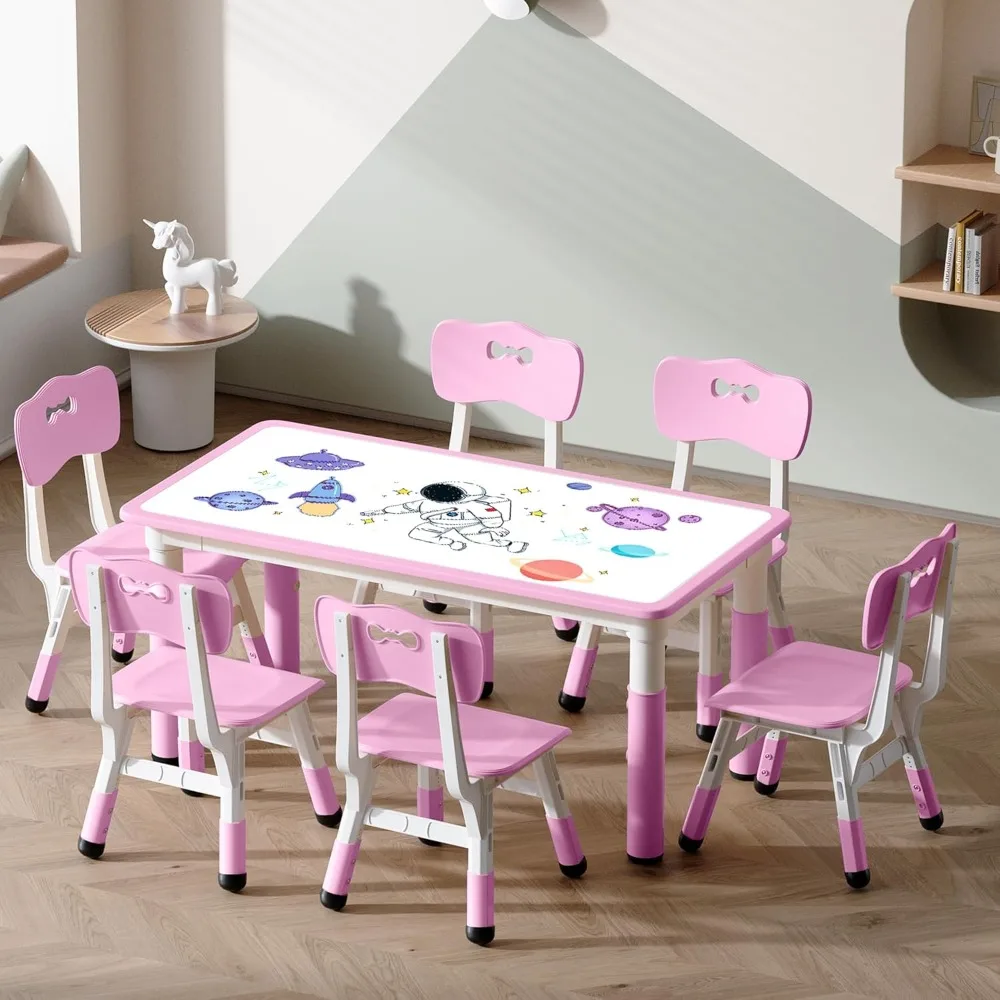 Kids' Table & Chair Sets, Suitable for 2 Years Kids Adjustable  Table & Chair Set 48.5 x 25 x 8 inches, Kids' Table & Chair