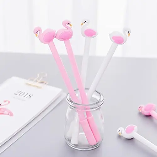 12 Pcs Cute Kawaii Swan Flamingo Gel Ink Pen Writing Tools Ballpoint Black Ink Cute Kids Party Gift Funny School