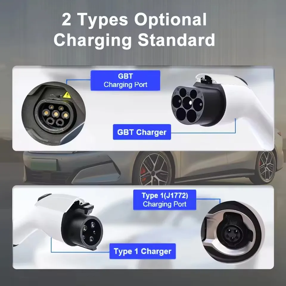المحمولة 32A 7kW شاحن سيارات كهربائية محمول نوع 1 نوع 2 كابل شحن سريع GBT Wallbox محطة شحن المنزل للمركبات الكهربائية #4