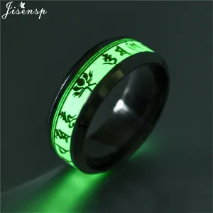 Shining in the dark of the heart finger rings for men and women, punk, music, dragon, luminous ring, jewelry couple, stainless steel, 2024 10 Main Sales Men's Stainless Steel Ring - №10