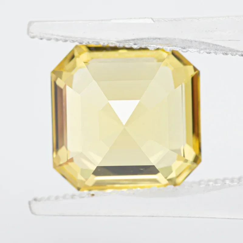 Top Lab Grown Sapphire Square Yellow Color Asscher Cut VVS1 Charms DIY for Jewelry Making Materials Selectable AGL Certificate