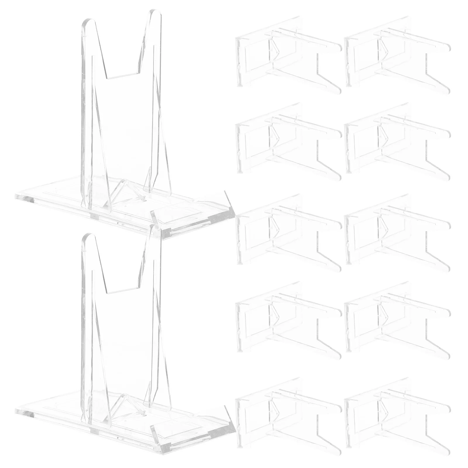 

12Pcs Clear Plastic Adjustable Display Stands Transparent Desk Photo Frame Holders Business Card Easels Picture Racks Plate
