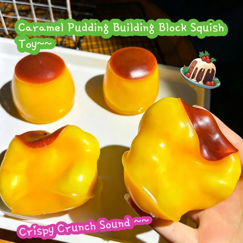 Karamell-Pudding Handgemachter Squishy Ball mit Knistergeräusch, Formbarer Baustein, Quetsch-Fidget-Spielzeug zur Stresslinderung, Sensorisches Spielzeug