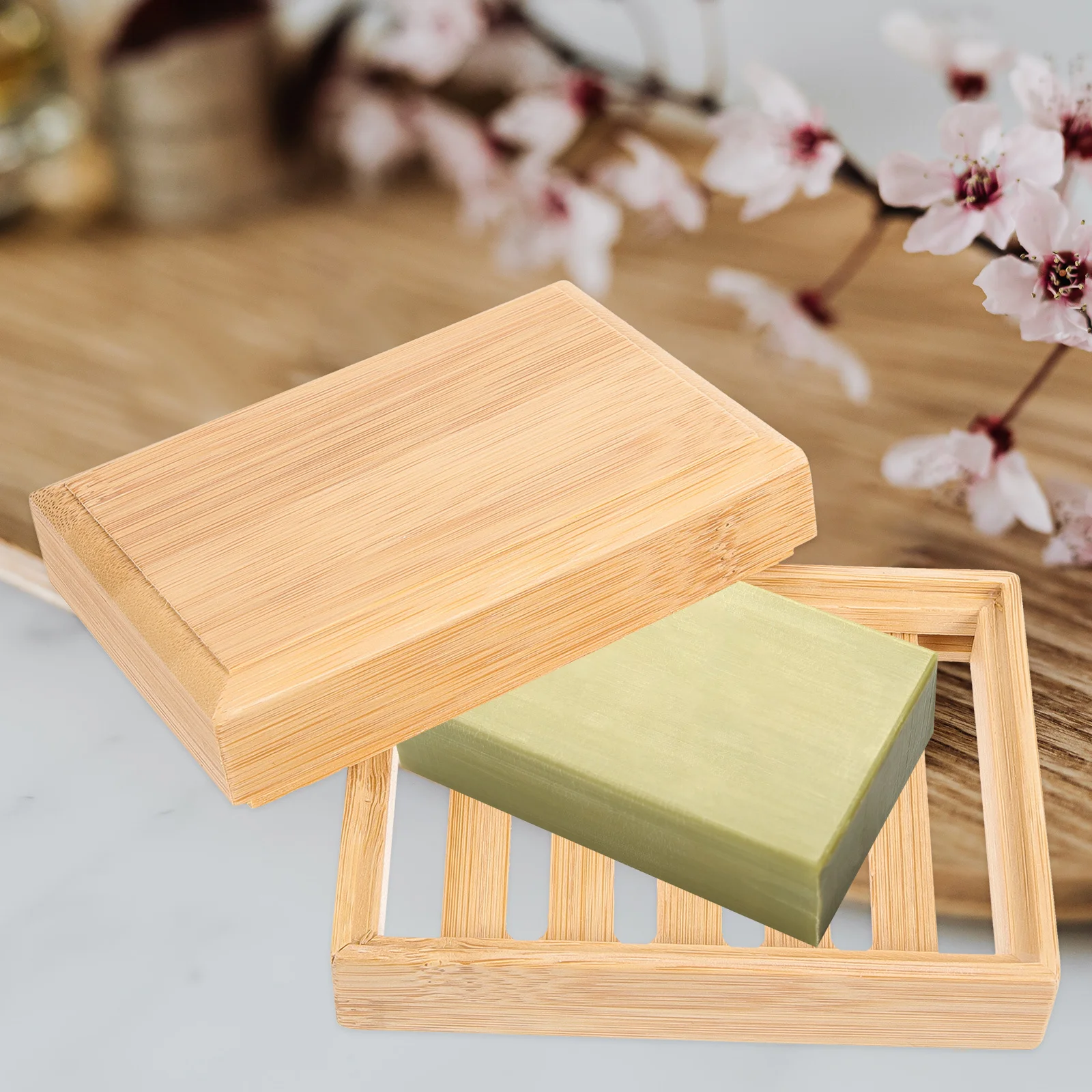 Bamboo Soap Dish Vintage Wood Holder Tray Draining Shampoo Storage Rack Bathroom Travel Strong Capacity Reusable